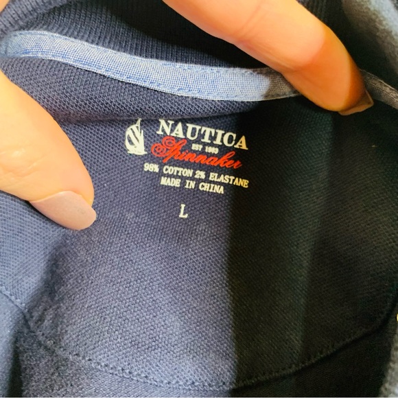 Nautica Navy Embroidered Logo Polo Shirt LARGE 3586 - Picture 8 of 9